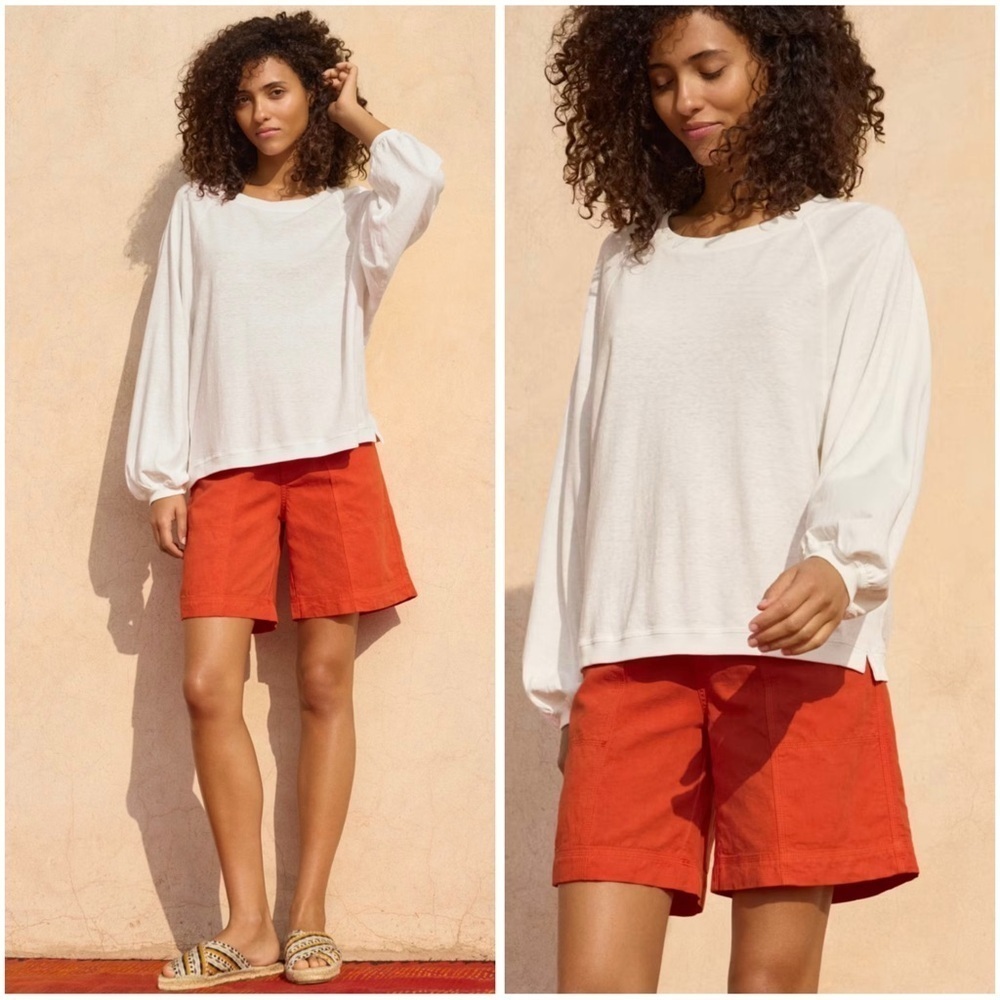 WRAP London Hemp Organic Cotton Blend Minimalist Basic Casual Boxy Raglan Top 8